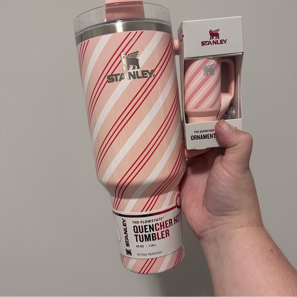 Stanley Pink and White Strawberry Twist Ornament Keychain NWT - Picture 11 of 12